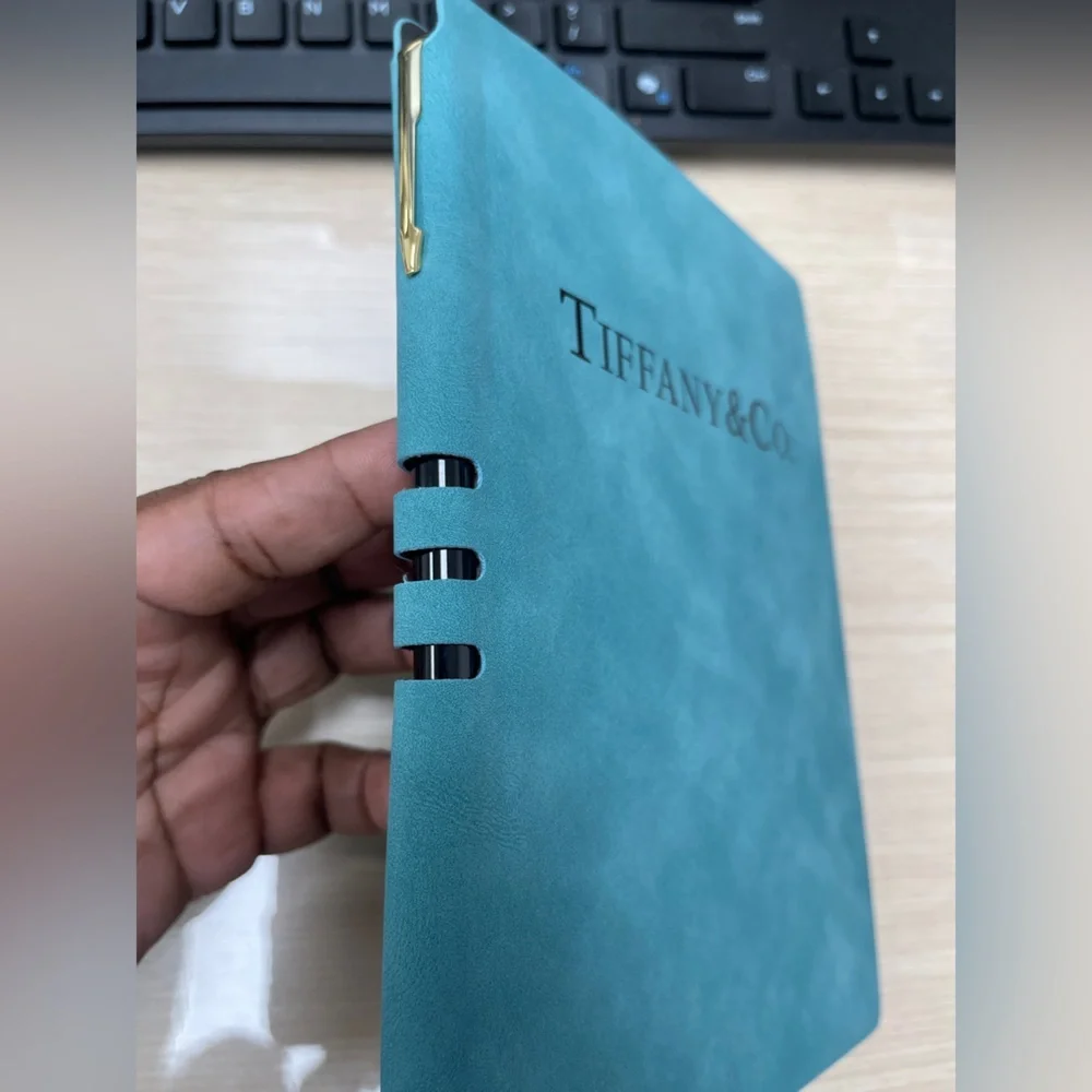 TIFFANY & CO. Suede Leather Notebook & Pen